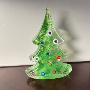 Murano Green Christmas Tree with Colorful Accents